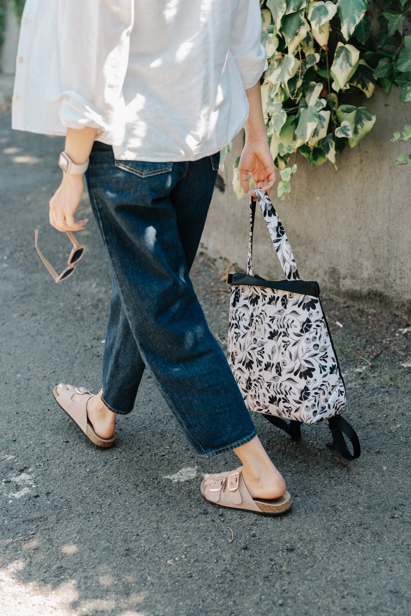 Rucsac MINIMAL Botanic alb-negru