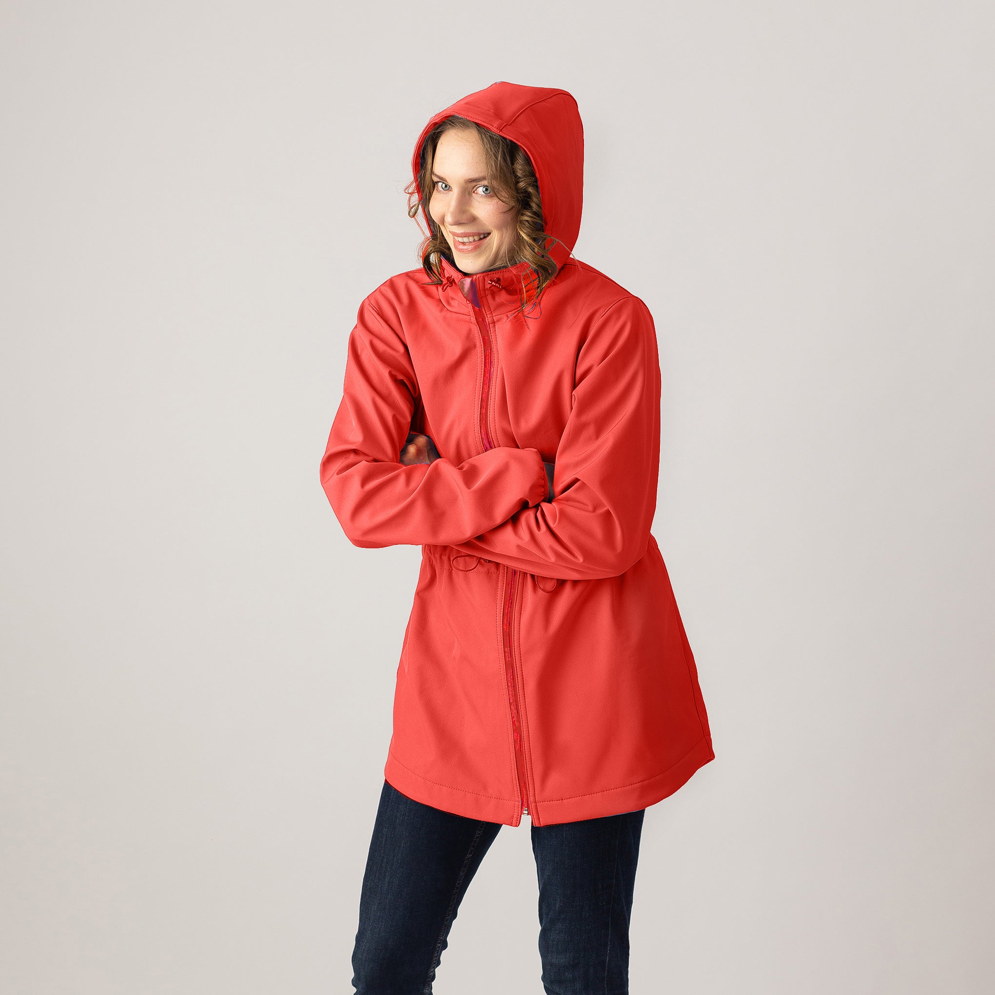 Coral thick softshell coat for women
